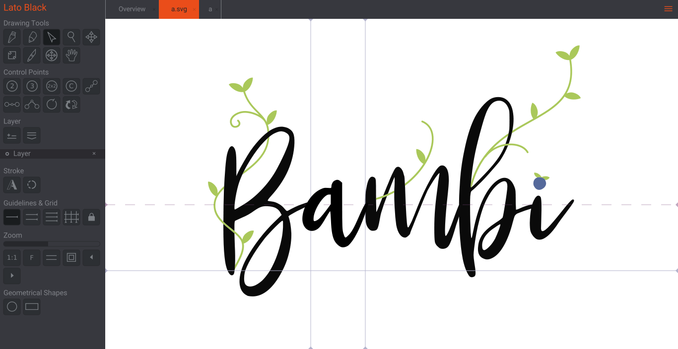 Example of editing a font in Birdfont.